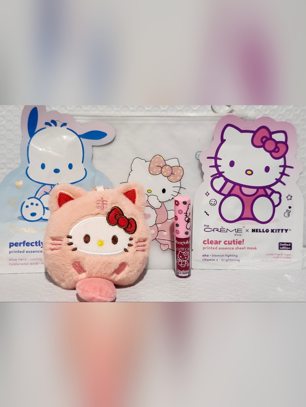 Hello Kitty Cute Cat Costume Plush, Face Masks, Lip Gloss & Pouch